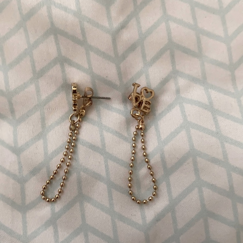 Gold love earrings